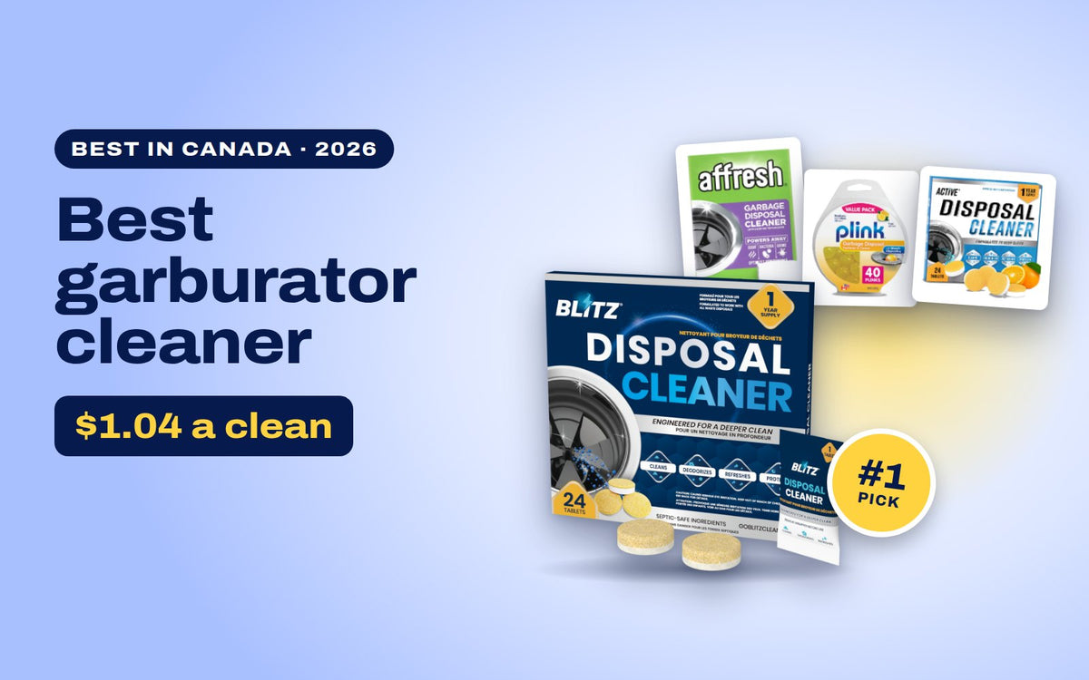 BLITZ Disposal Cleaner as the top pick, in front of Affresh, Plink and ACTIVE garburator cleaners