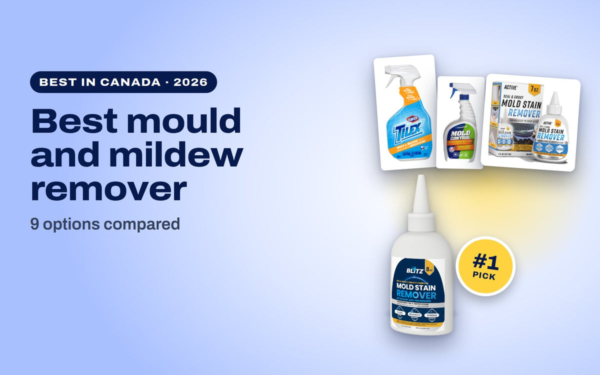 BLITZ Mold Stain Remover gel as the top pick, in front of Tilex, Concrobium and ACTIVE mould and mildew products