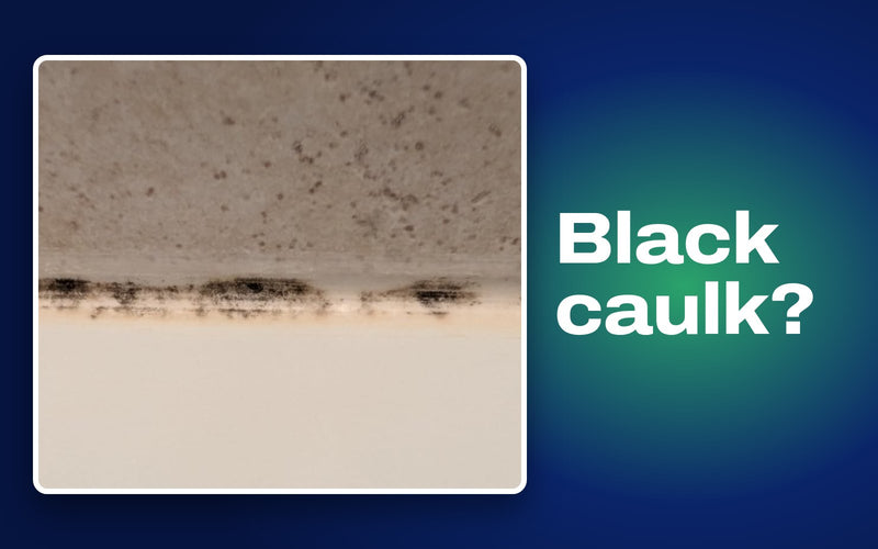 Real photo of black mould stains along a caulk line, for the guide on mould stains in the kitchen