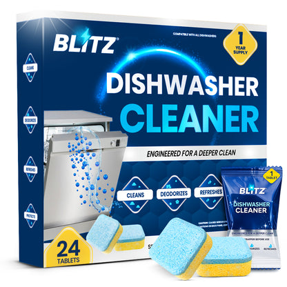 GOBLITZCLEAN BLITZ dishwasher cleaner and deodorizer bottle, appliance cleaner for freshening and maintaining dishwashers
