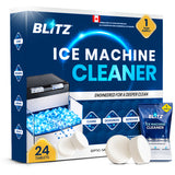 Boîte de 24 pastilles nettoyantes BLITZ pour machine à glaçons, avec des pastilles blanches
