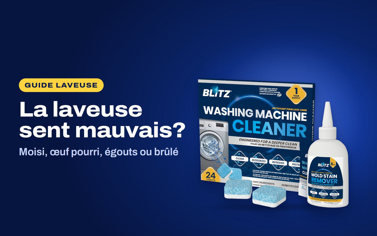 La laveuse sent mauvais : le nettoyant pour laveuse BLITZ et le détachant de moisissure BLITZ