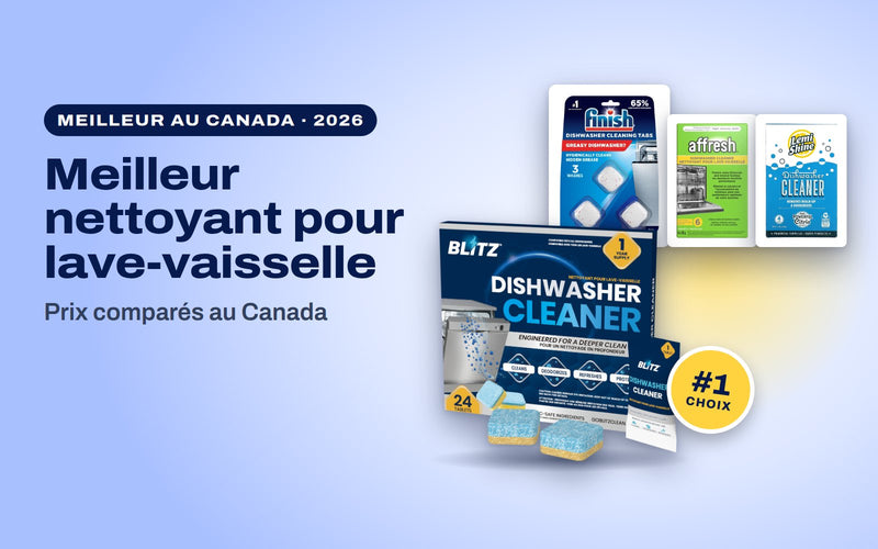 Le nettoyant pour lave-vaisselle BLITZ, premier choix, devant les nettoyants Finish, Affresh et Lemi Shine