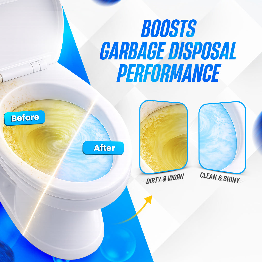 GOBLITZCLEAN BLITZ automatic toilet bowl cleaner in a bathroom, showing the device attached inside the toilet bowl.