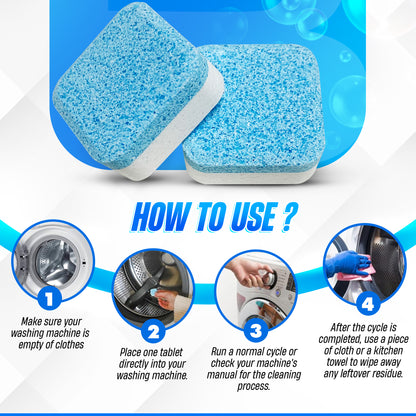 GOBLITZCLEAN BLITZ washing machine cleaner and descaler bottle with label and cleaning instructions.