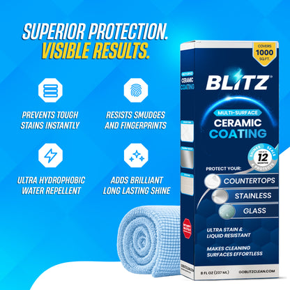 GOBLITZCLEAN BLITZ Home Ceramic Coating Spray Kit for appliances, featuring spray bottles and application tools for ceramic protection.
